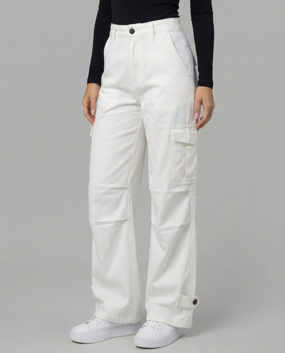 Damen Cargo-Hose Weites Bein Elastischer Bund Klappentaschen - Norvielle