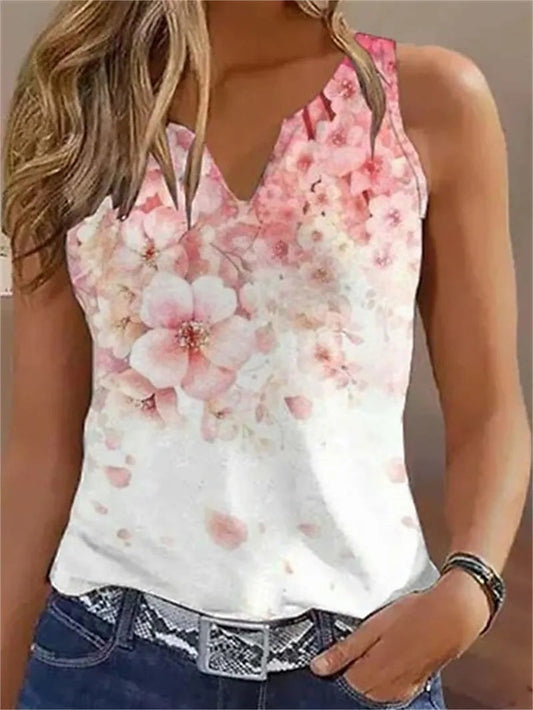 Damen Ärmelloses Oberteil Bluse Floral Sommer - Norvielle
