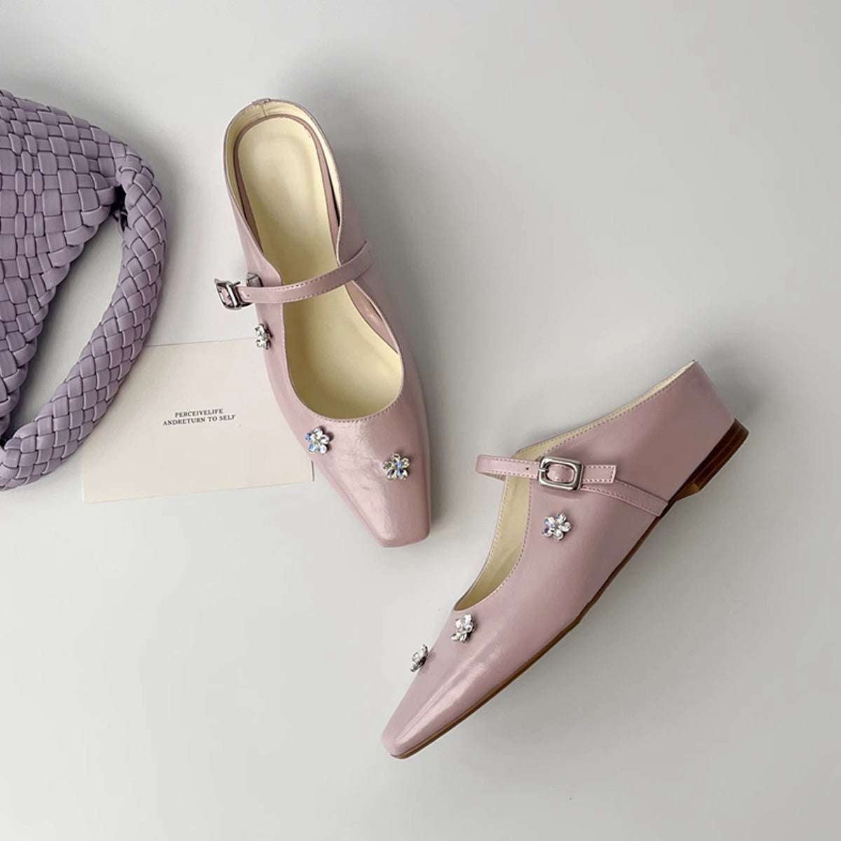 Damen Slingback Schuhe mit Blumenapplikationen