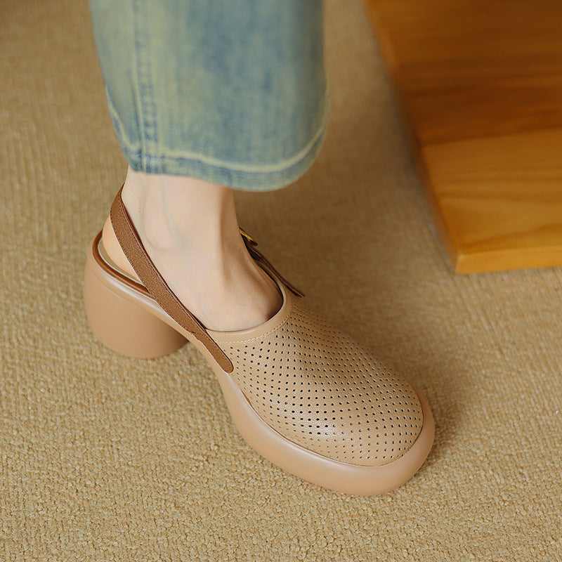 Damen Clogs Atmungsaktives Material Blockabsatz Bequem Elegant