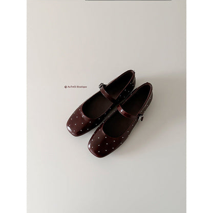 Damen Ballerinas Glitzer Schnalle Elegantes Design