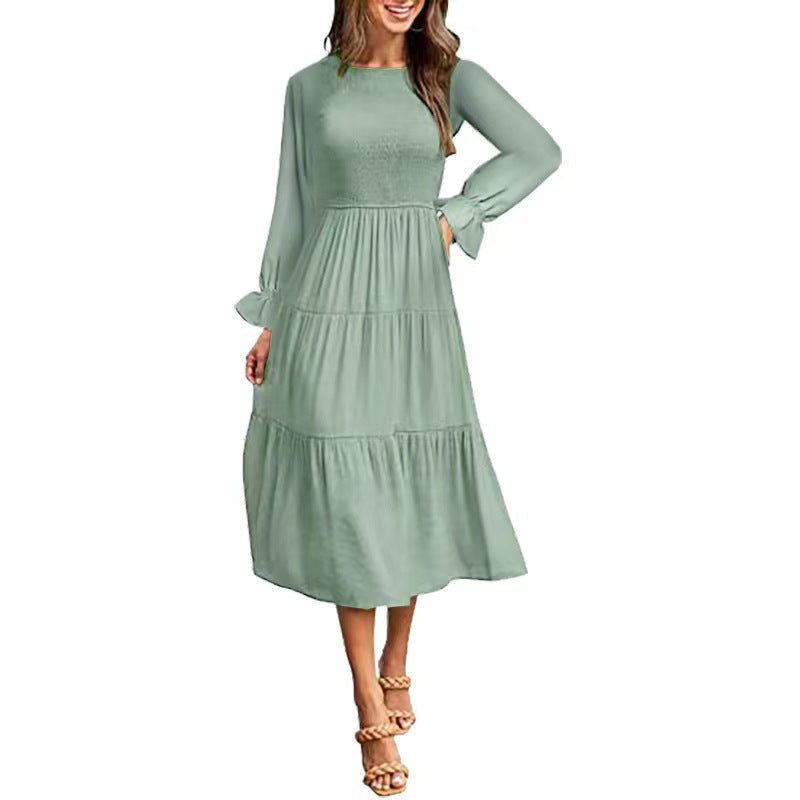 Elegantes Damen Maxikleid mit Rüschen Lang