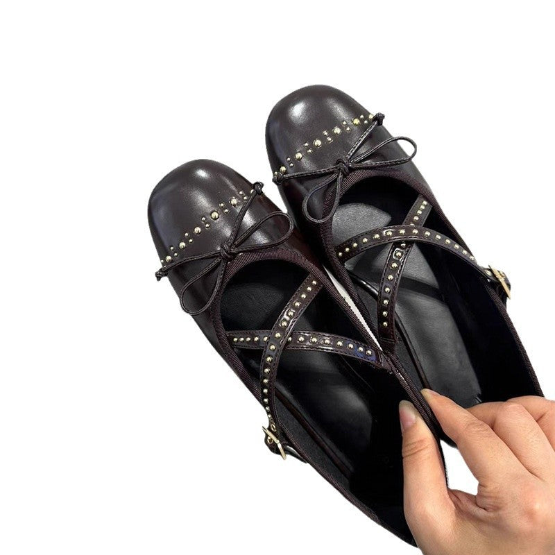 Damen Ballerinas Glitzernd Riemendesign