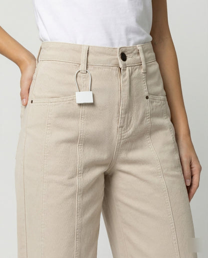 Damen Hochtaillierten Palazzo Hose Extraweit Bügelfalten