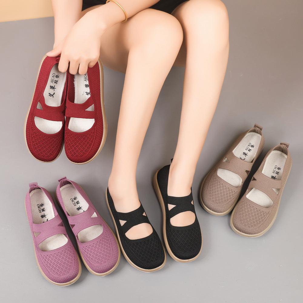 Damen Slip-On Schuhe Elastisch Bequem Komfortschuhe
