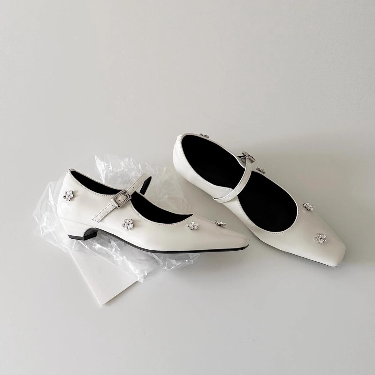Damen Ballerinas Elegant Blumenapplikationen
