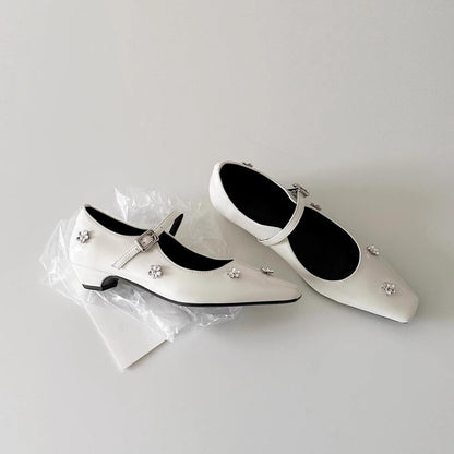 Damen Ballerinas Elegant Blumenapplikationen