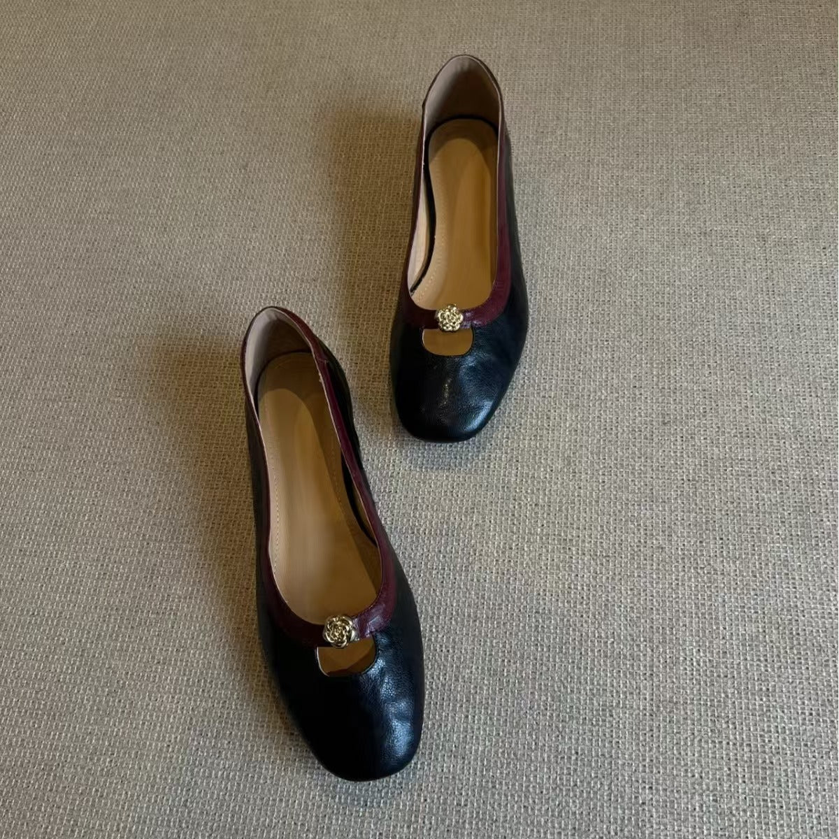 Damen Ballerinas Elegante Flats Schwarz - Norvielle