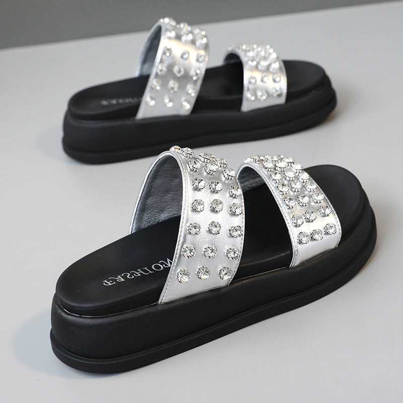 Damen Strandsandalen Glamourös Kristallstein Dekoration - Norvielle