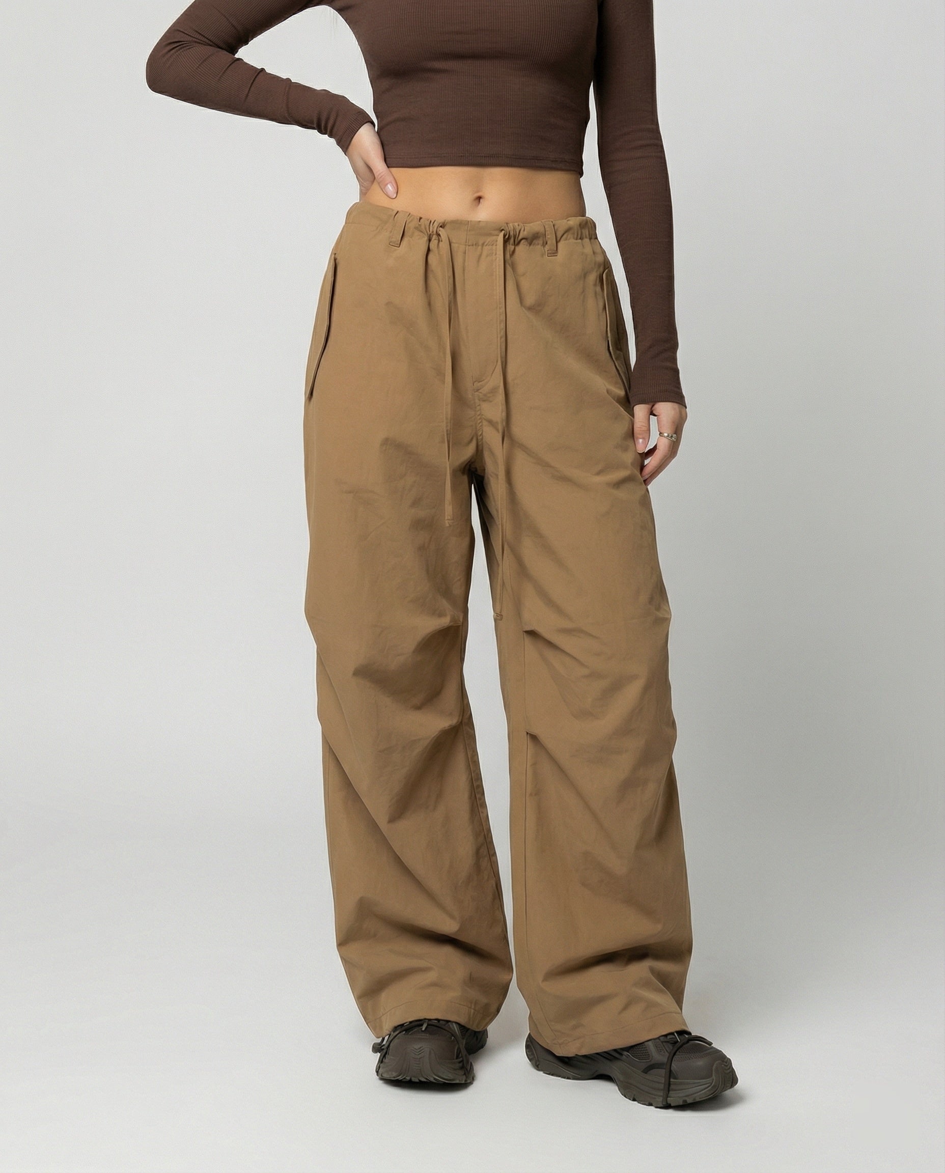 Damen Streetwear-Hose Mit Kniefalten Und Tunnelzug Weite Bein - Norvielle