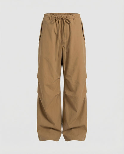 Damen Streetwear-Hose Mit Kniefalten Und Tunnelzug Weite Bein