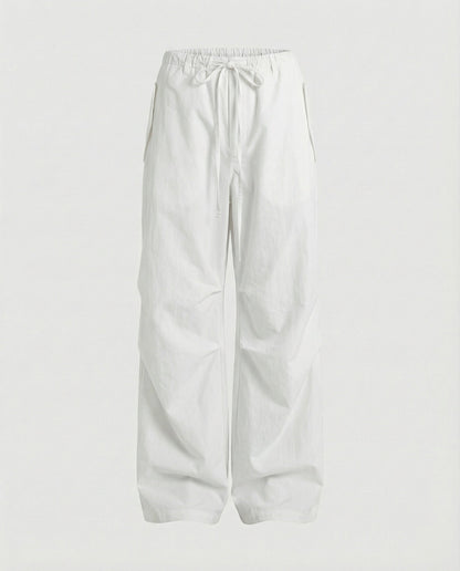 Damen Streetwear-Hose Mit Kniefalten Und Tunnelzug Weite Bein