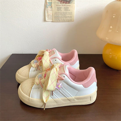 Damen Sneaker Bequem Floralmuster Schnürsenkel
