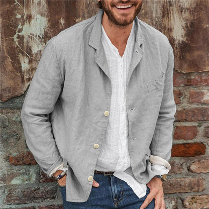 Männer Leinenblazer Leicht Sommerbeige