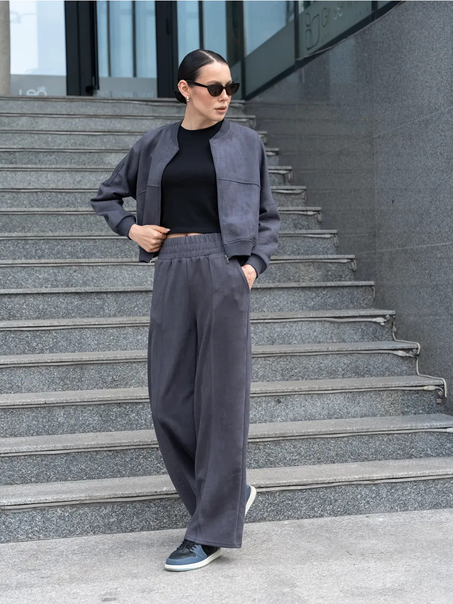 Damen Sport Jogginganzug Set Elastikbund