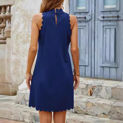 Damen Ärmelloses Sommerkleid Fließend V-Ausschnitt