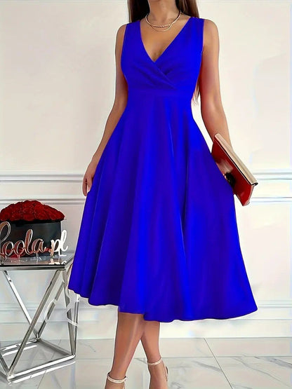 Damen Wickelkleid A-Linie V-Ausschnitt