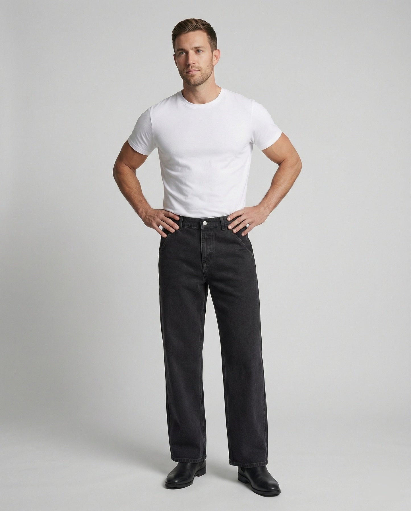 Retro Jeans Herren Used Look -Grau