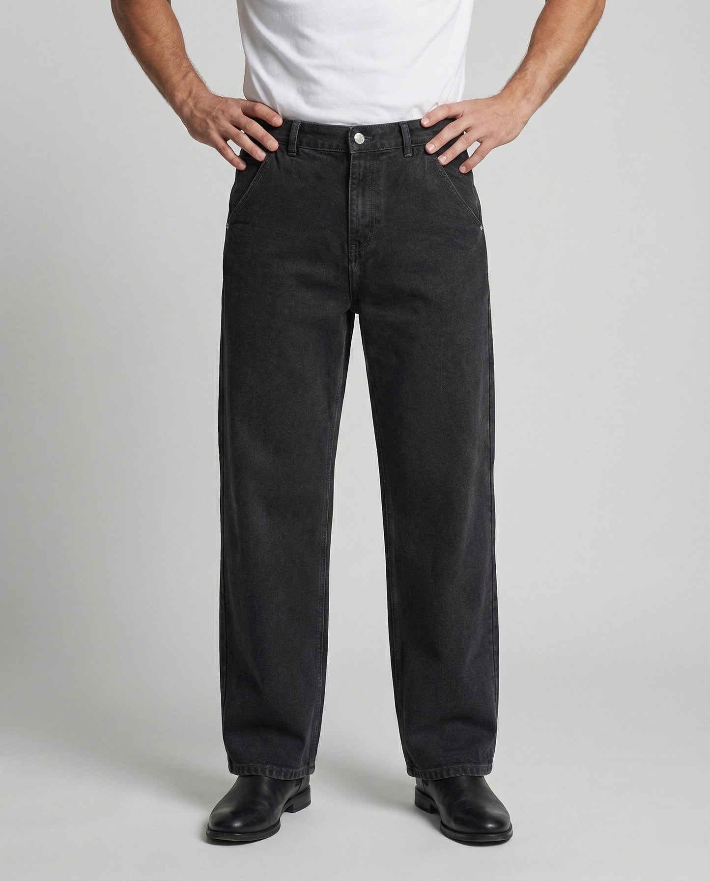 Retro Jeans Herren Used Look Schwarz-Grau - Norvielle
