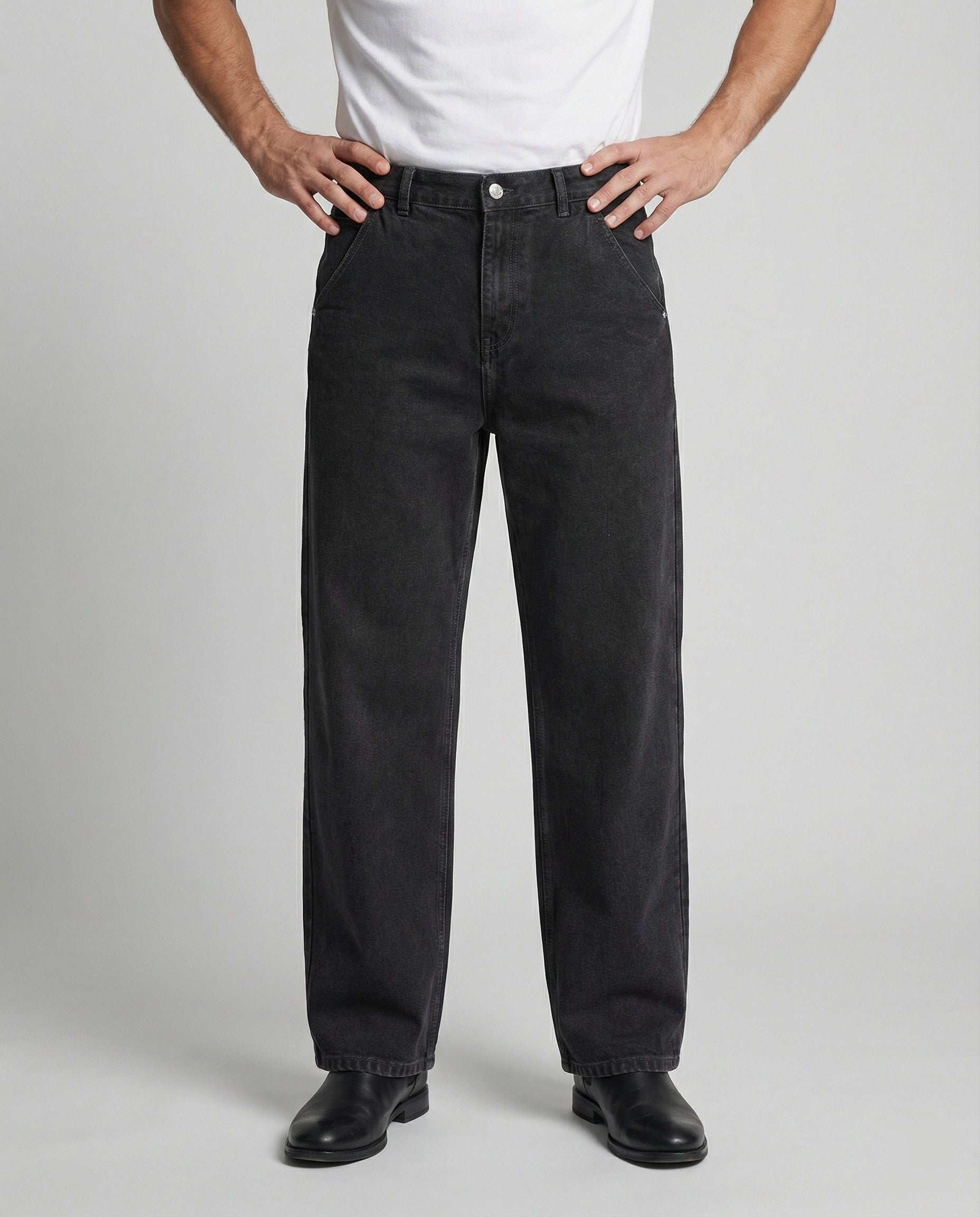 Retro Jeans Herren Used Look Schwarz-Grau - Norvielle
