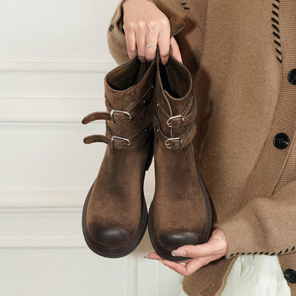 Damen Stiefel Robust Schnalle Winter