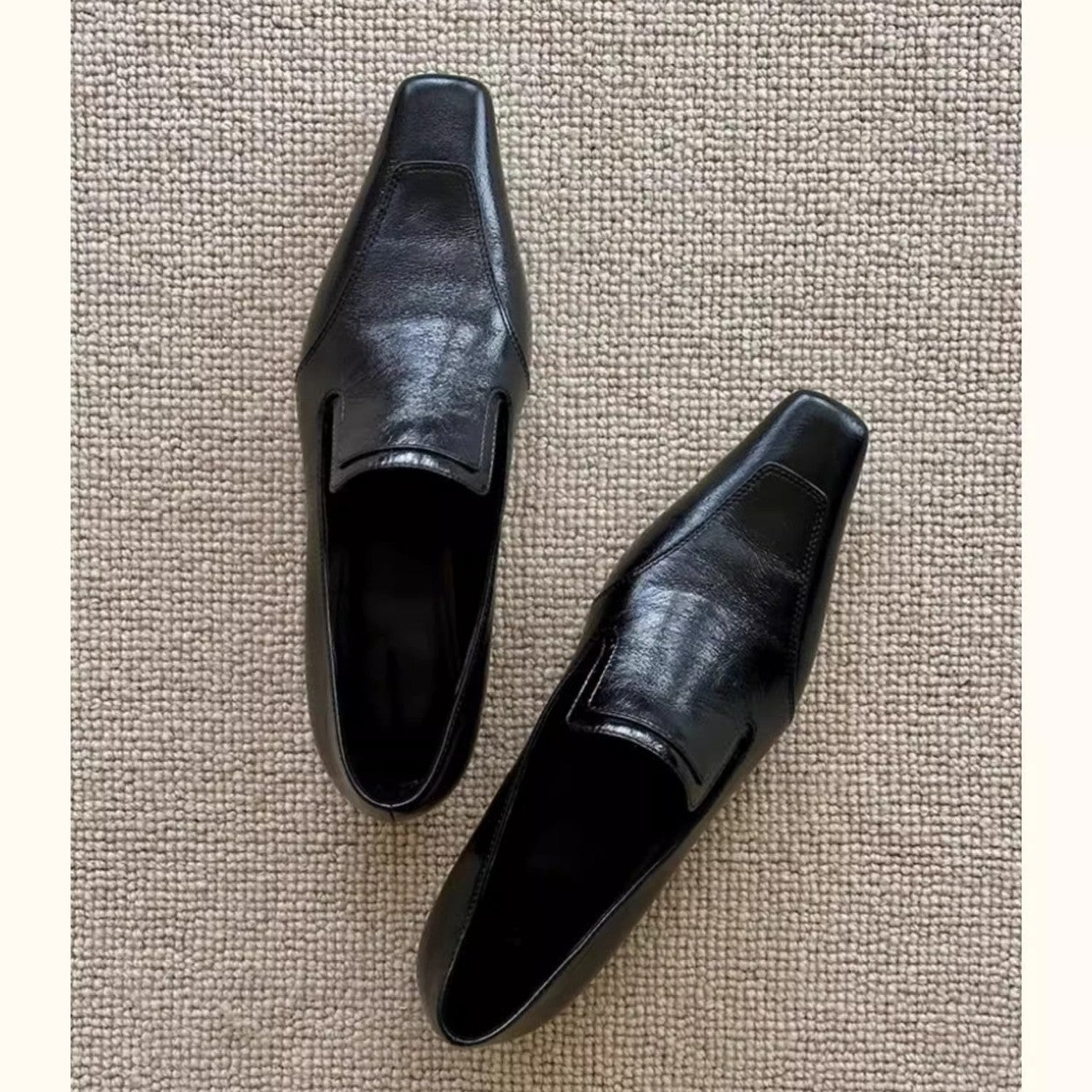 Damen Leder Loafers Schwarz Lederschuhe - Norvielle