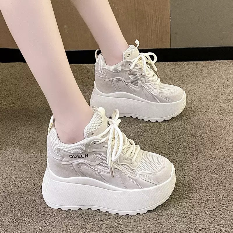 Damen Plateau Sneaker Chunky Atmungsaktives Mesh