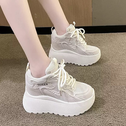 Damen Plateau Sneaker Chunky Atmungsaktives Mesh