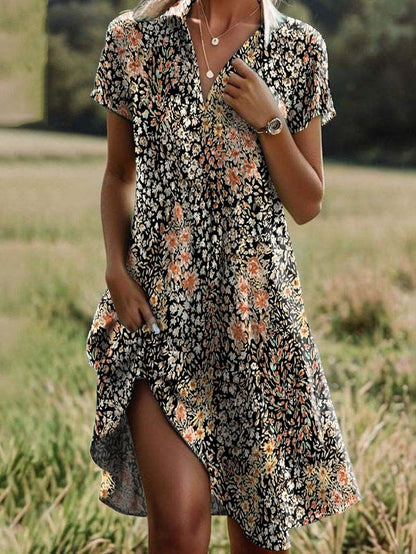 Damen Sommerkleid Asymmetrisch Floral