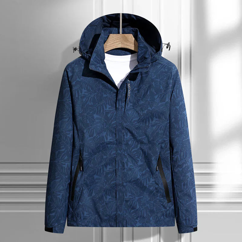 Damen Winterjacke Kapuze Blattmuster Schwarz - Norvielle