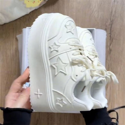 Damen Plateau Sneaker Sternenmuster Komfortsohle - Norvielle