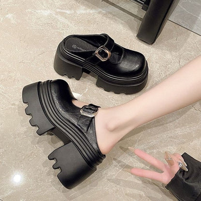 Damen Clogs Plateau Schnallenverschluss Modisch