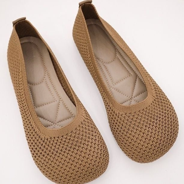 Damen Ballerinas Weich Atmungsaktives Leder Komfortschuhe