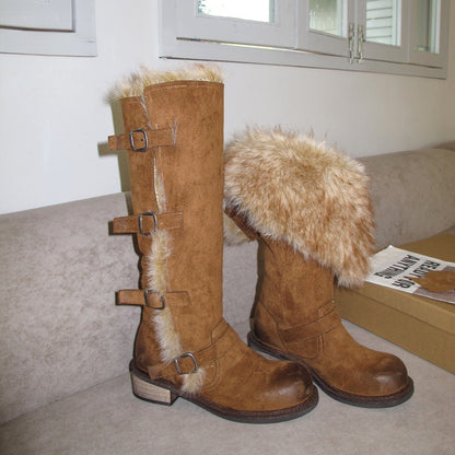 Damen Winterstiefel Robust Schnee Kunstfellkragen