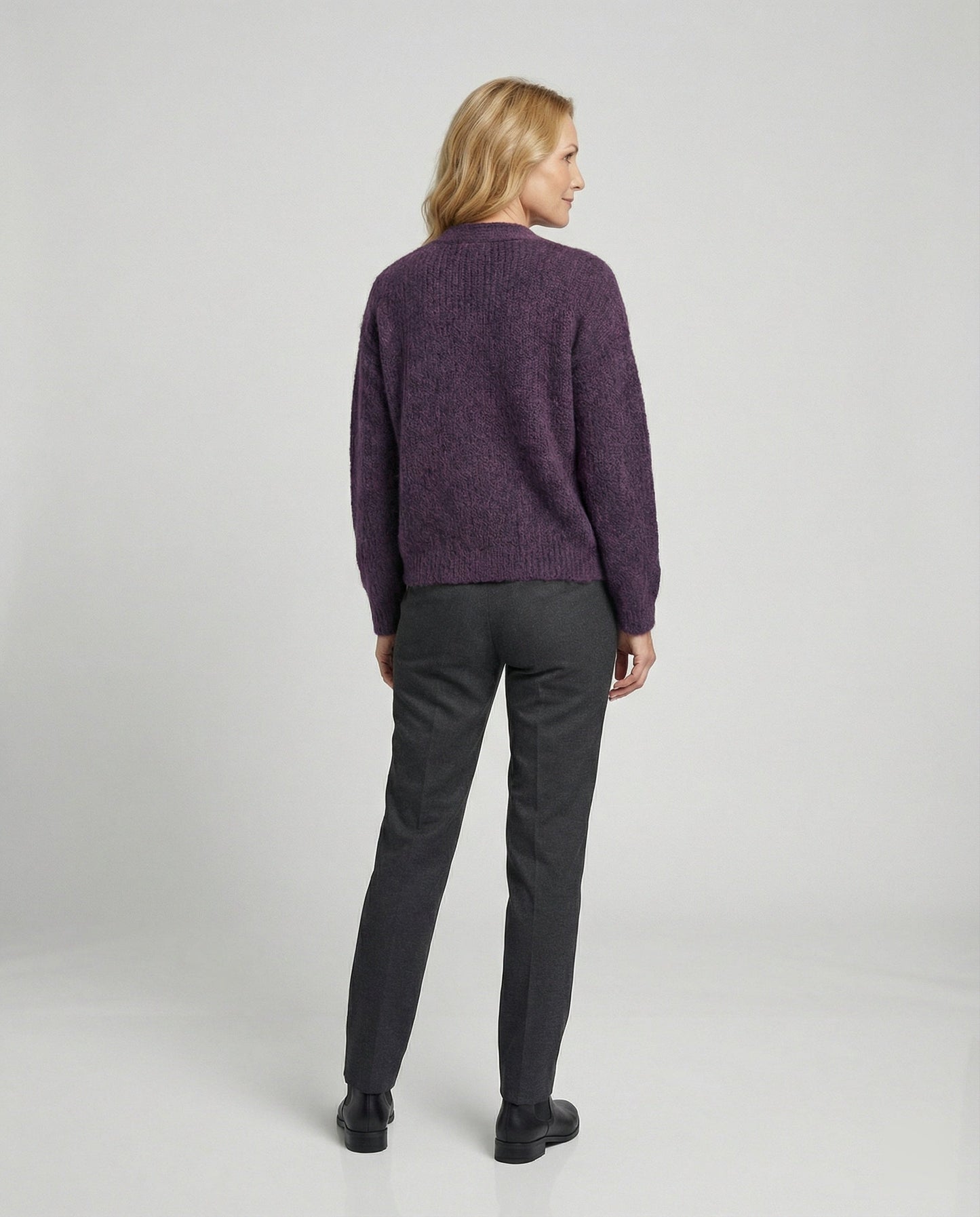 Damen Cardigan Kurz V-Ausschnitt Weich Strick