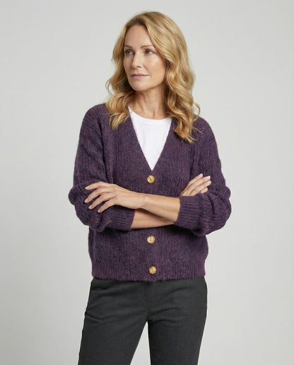 Damen Cardigan Kurz V-Ausschnitt Weich Strick Schwarz - Norvielle