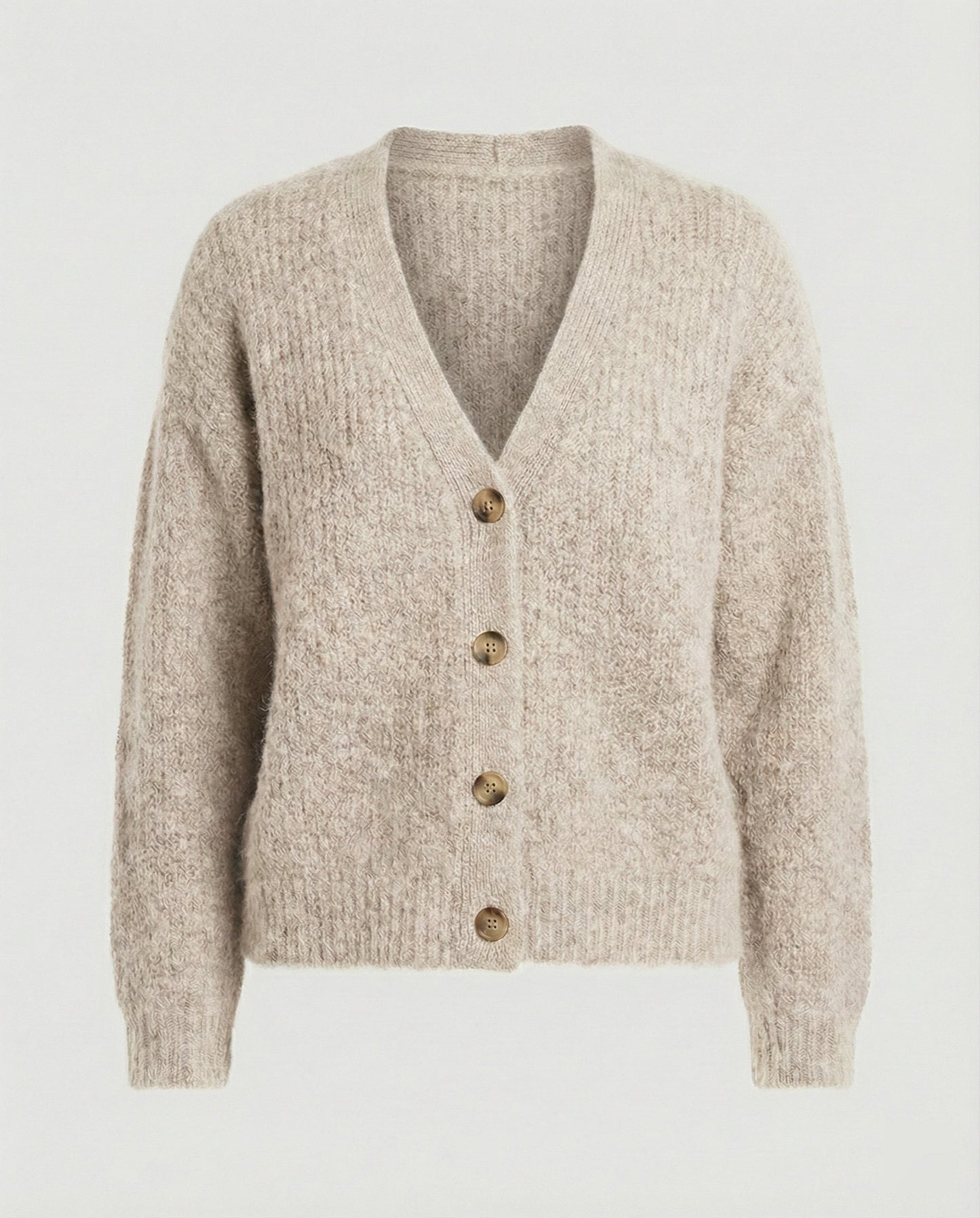 Damen Cardigan Kurz V-Ausschnitt Weich Strick
