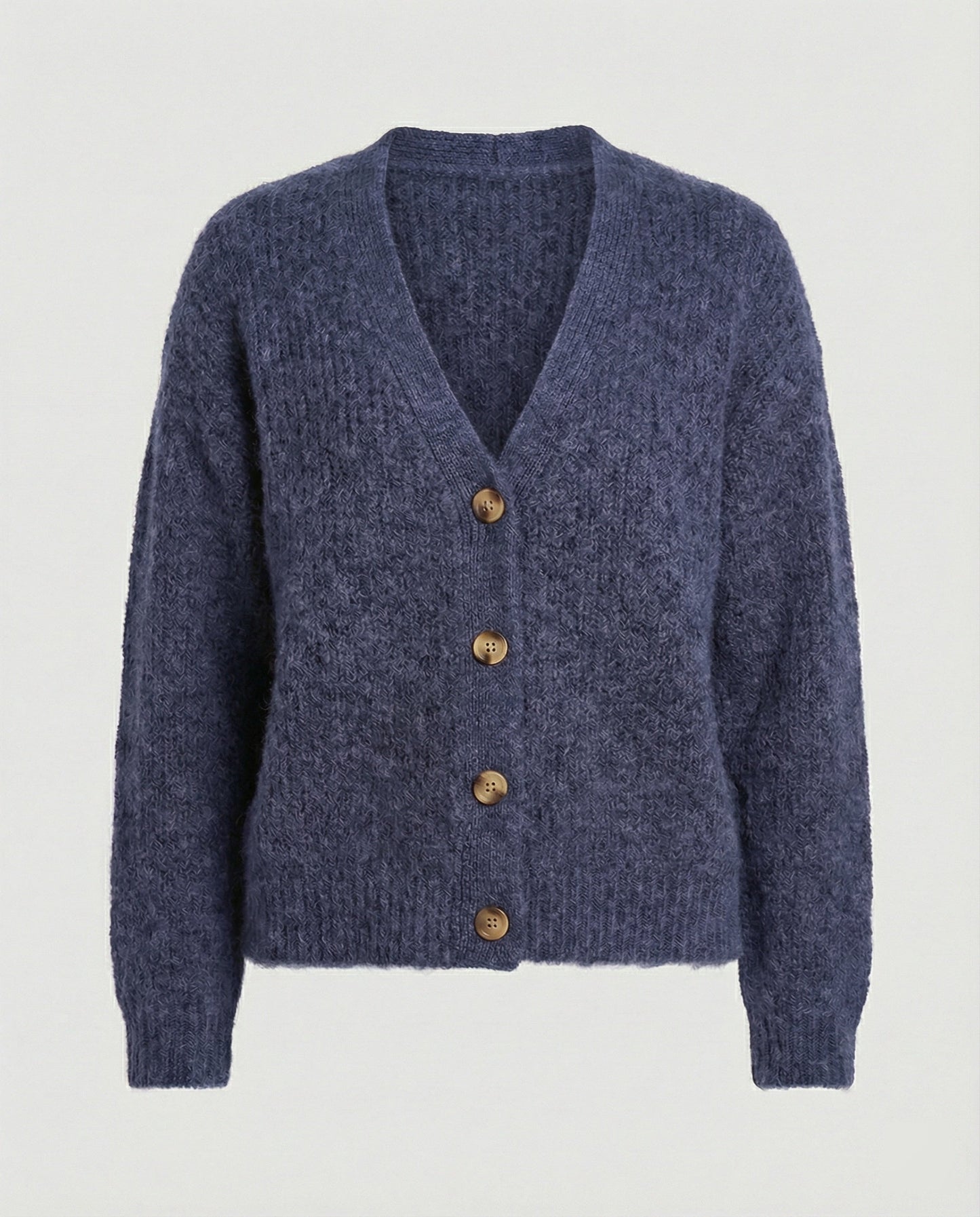 Damen Cardigan Kurz V-Ausschnitt Weich Strick