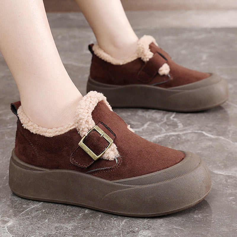 Damen Slipper Flauschig Warm Schnalle