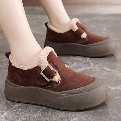 Damen Slipper Flauschig Warm Schnalle