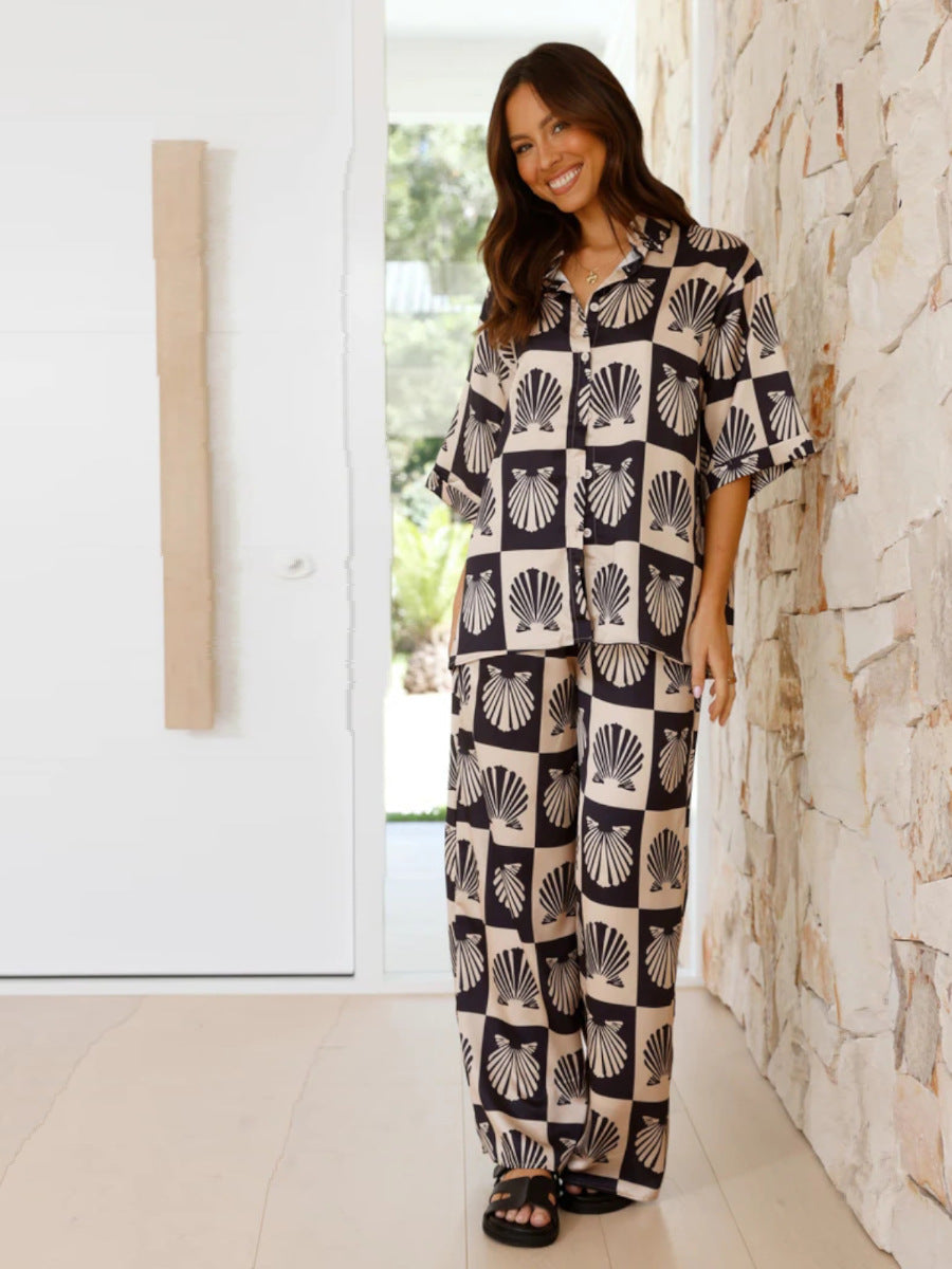 Damen Zweiteiliges Co-Ord Set Bedruckt Modern