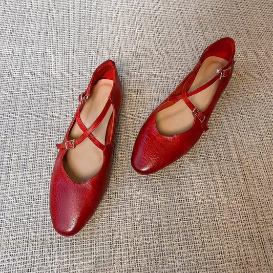 Damen Ballerinas Komfortschuhe Elegant Kreuzriemen - Norvielle