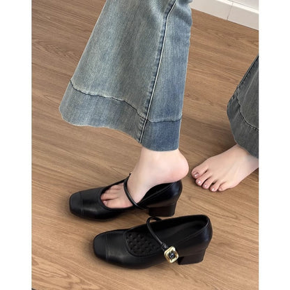 Damen Mary Jane Ballerinas Komfortabeler Blockabsatz