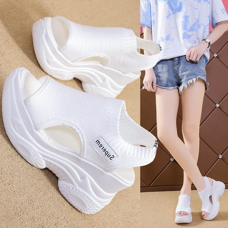 Damen Plateau Sandaletten Elastisch