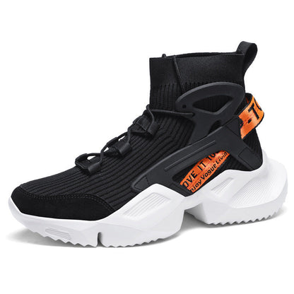 Damen Hoch Sneaker Strick Stabile Sohle Bequem