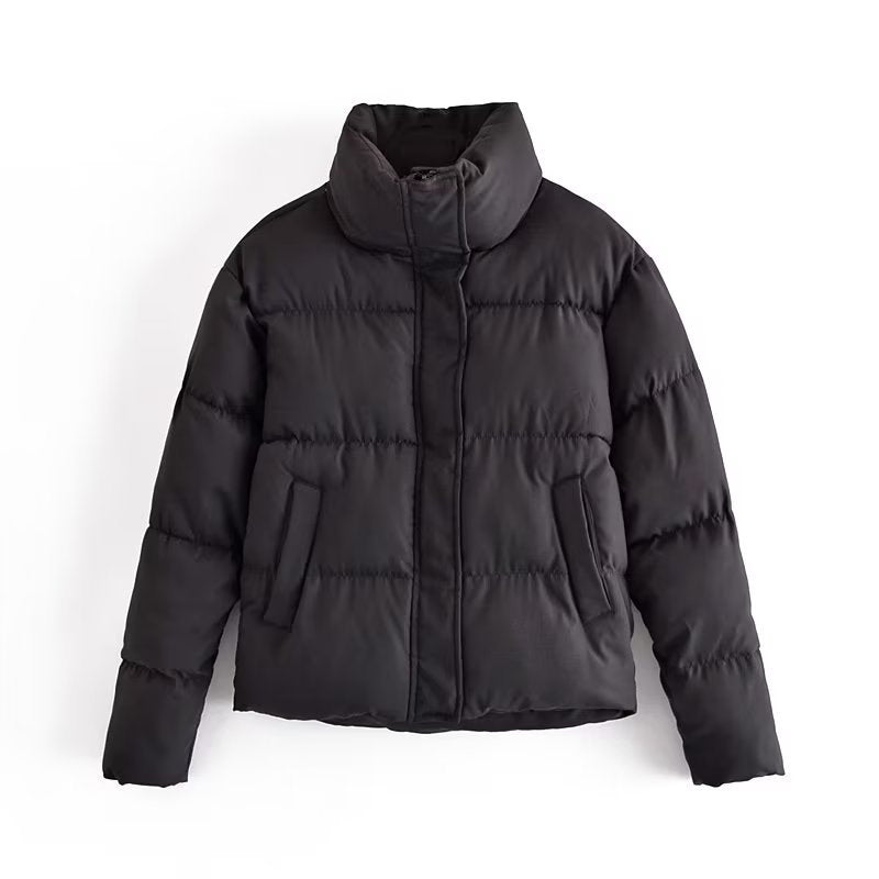 Damen Steppjacke Hochkragen Mit Taschen