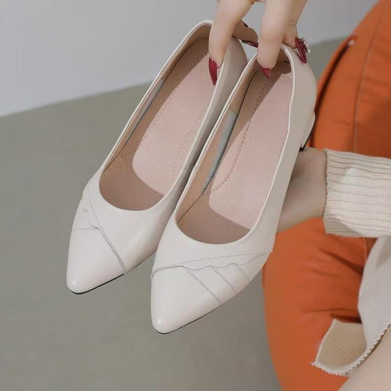 Damen Hochhackige Pumps Glattleder Blockabsatz