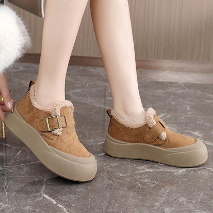 Damen Slipper Flauschig Warm Schnalle
