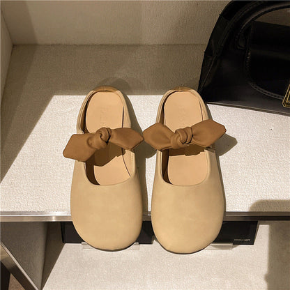 Damen Mules Bequem Schleife
