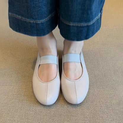 Damen Ballerinas Elastisches Leder Bequem